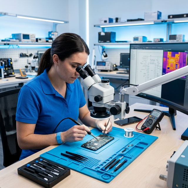 Técnico trabajando en dispositivo